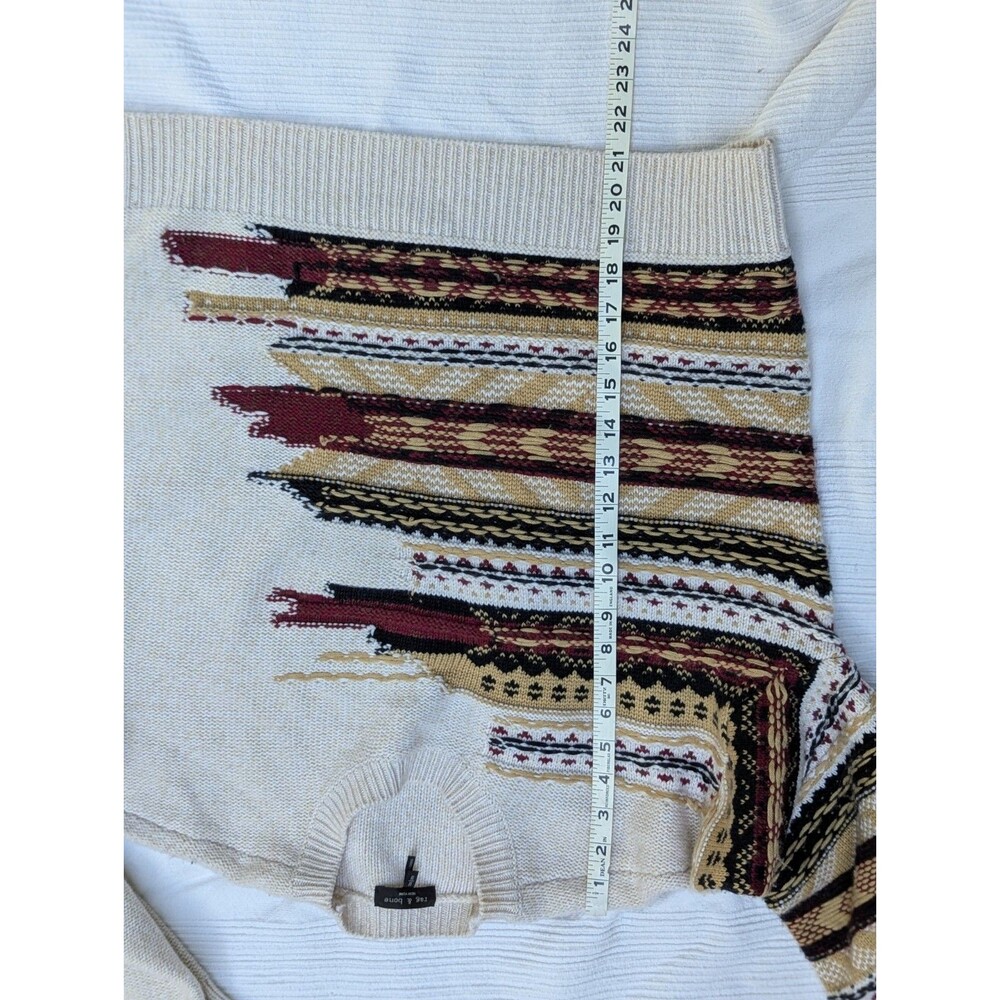 rag & bone Annalise Fair Isle Crewneck Sweater M Wool Cashmere Distressed Knit - Picture 4 of 11
